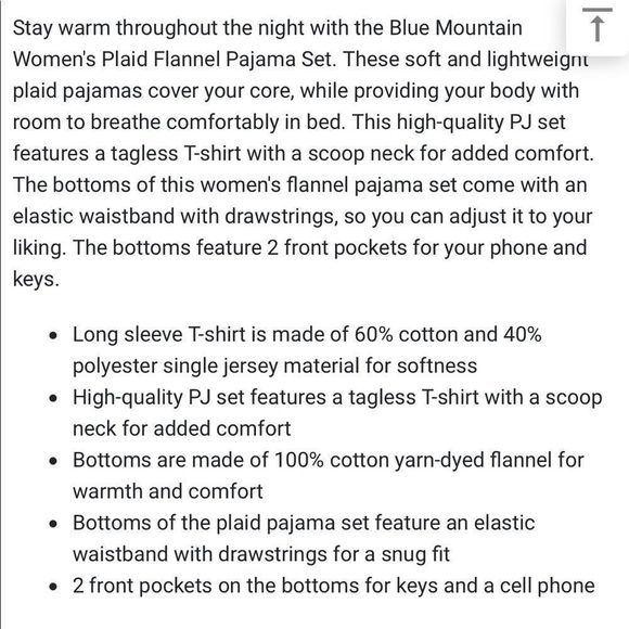 Blue Mountain Red Plaid Women's Flannel Pajama Set  NWT Size large - Picture 7 of 9